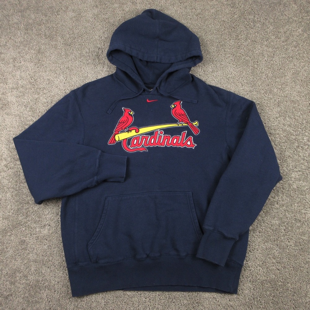 St Louis Cardinals Sweater Mens L Navy Hoodie Sweatshirt Nike Fleece Baseball